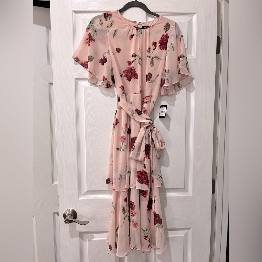 New Rachel Roy Maxi Tiered Pink Floral Dress